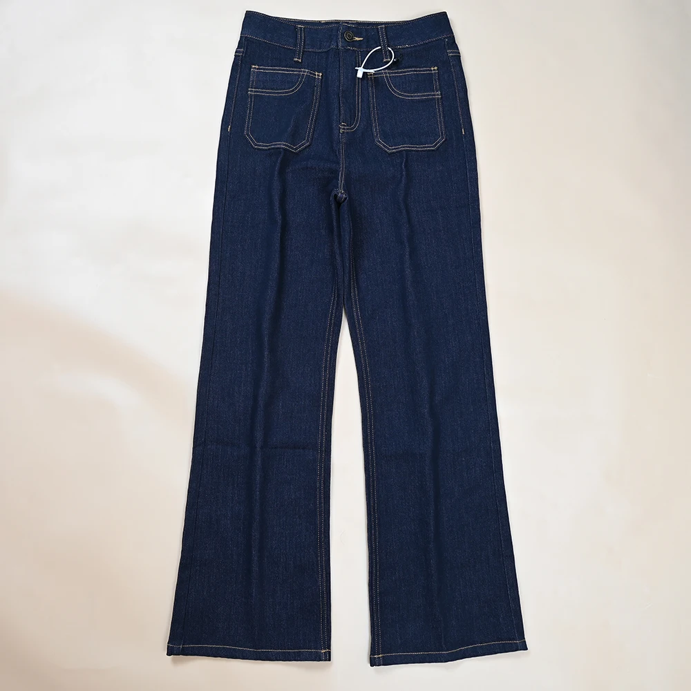 

Женские эластичные джинсы с прямыми штанинами, осень-зима, новые джинсы Double ket Open S с микро-расклешенными повседневными универсальными хлопковыми джинсами