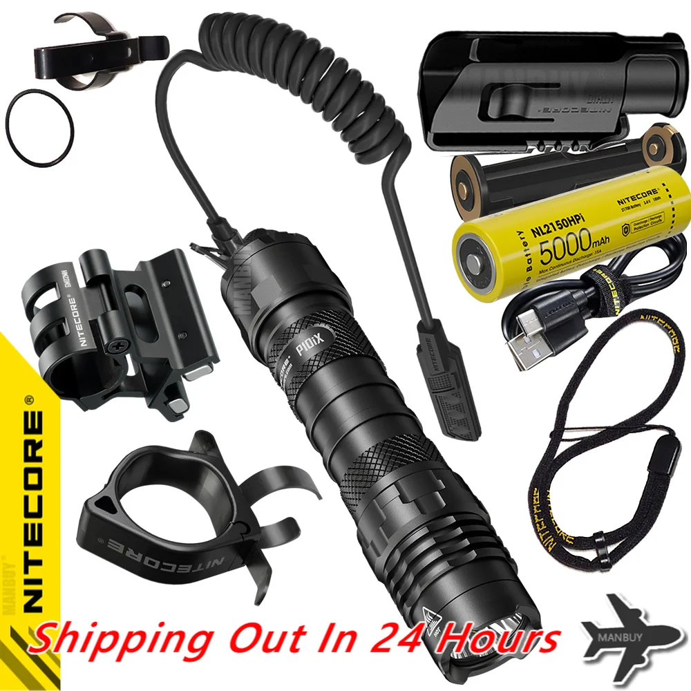 

Genuine Nitecore P10iX Rechargeable Flashlight+NTR10 Tactical Ring+RSW2i Remote Switch+ GM02MH Mount+21700 Battery+NTH10 Holster