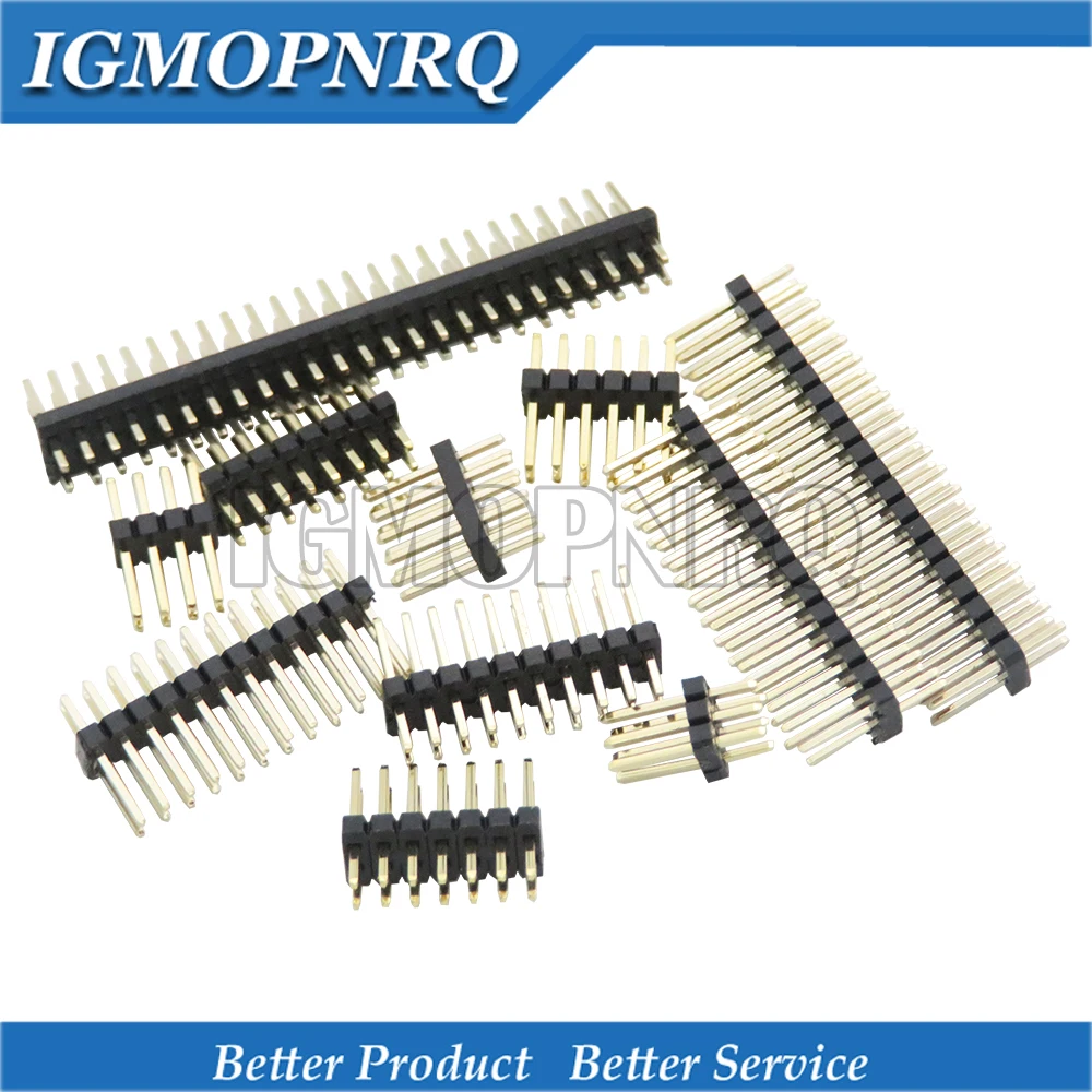 1.27mm 1.27 Double Row Male 2~40P Breakaway PCB Board Pin Header Connector Strip Pinheader 2*3/4/5/6/7/8/10/12/15/20/40p 3-50P