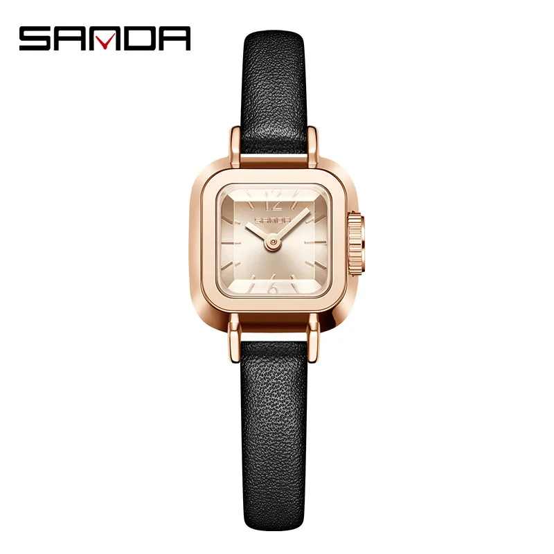 SANDA watch square mesh belt quartz watch fashionable and simple small Roman pattern waterproof women's casual belt watch