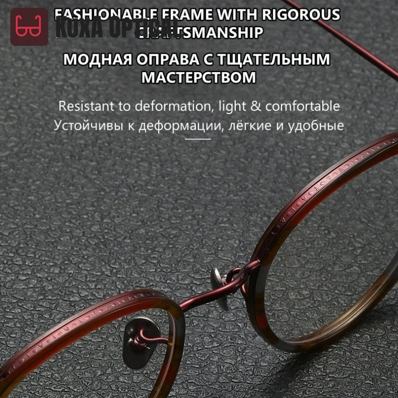 Kuga retro redondo óculos quadros acetato titânio feminino masculino óculos ópticos gafas para lentes de prescrição de alto grau