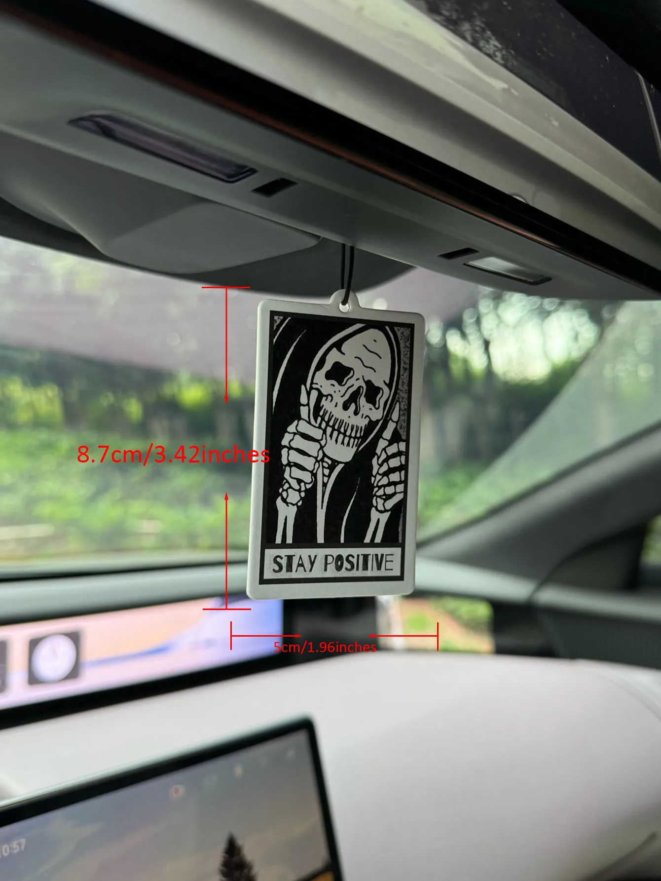 Stay Positive Skull Decor Sign - Funny Creepy Spooky Decor for Goth Grunge Hilton (Hotel Scent) Neutral Car Perfume and Non-Toxic Air Freshener |   Natural Essential Oils and Aromatherapy Scent Tablets (Noroili/Grapefruit/Cedar) |   Hanging Type and