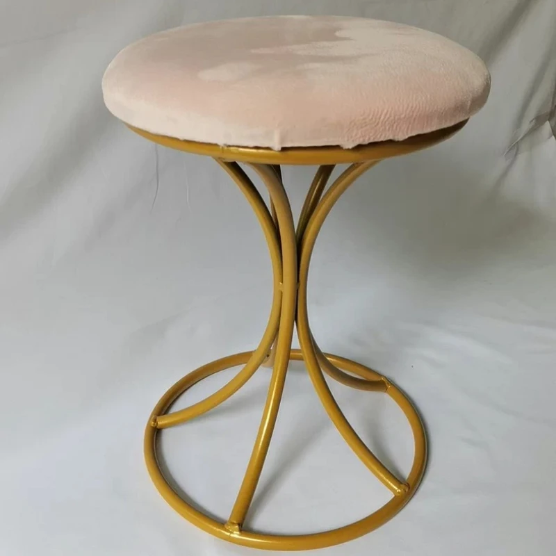 Pink Velvet Vanity Stool, Modern Upholstered Makeup Stool with Comfortable Cushion for Dressing Table,Nail Salon Seat,Home Decor