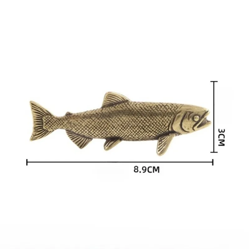 1 PC Creative Deep Sea Salmon Brass Sculpture Ocean Fish Model Desk Ornament Home Decor Art Craft Collection Unique Miniatures