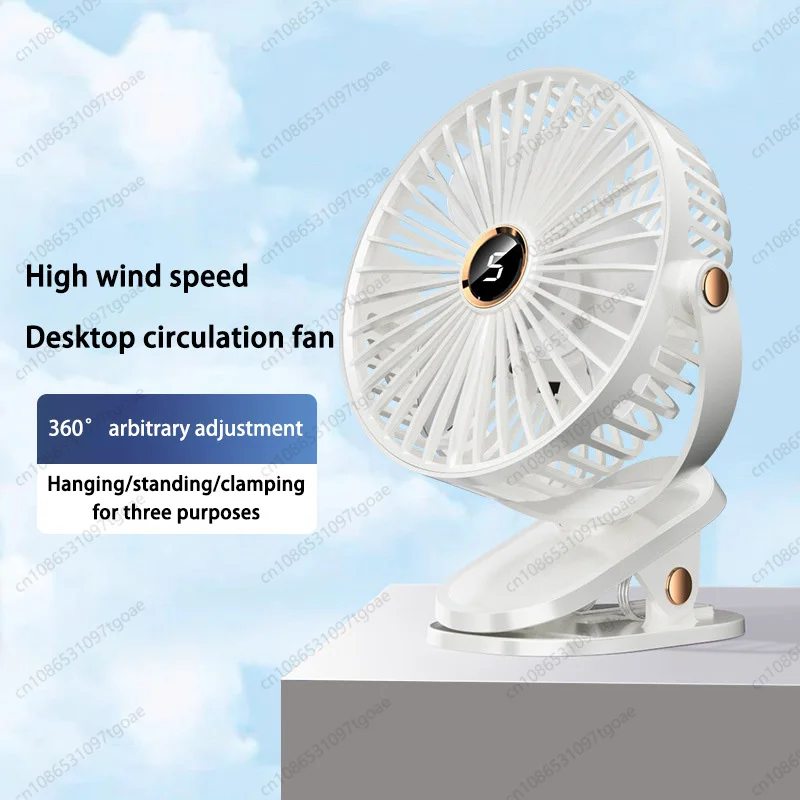 8000mAh Clip-on Fan 5 Speed Quiet Rechargeable Desktop Portable Air Circulator Wireless Fan With LED Light For Camping