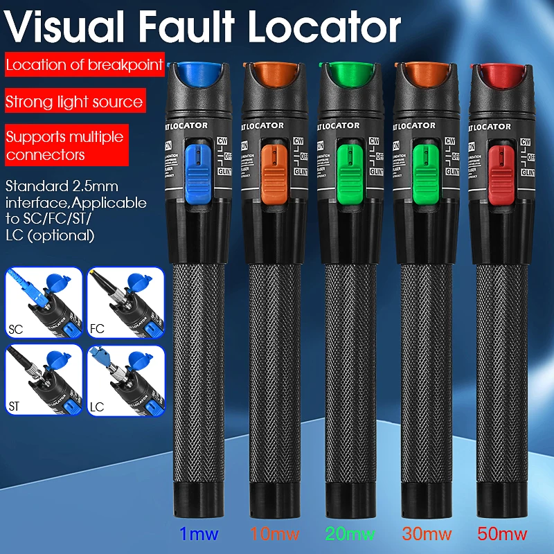 COMPTYCO FTTH Fiber Optic Cable Tester Pen 1/10/20/30/50mw Visual Fault Locator SC/FC/ST 2.5mm Interface VFL 5-50Km Range