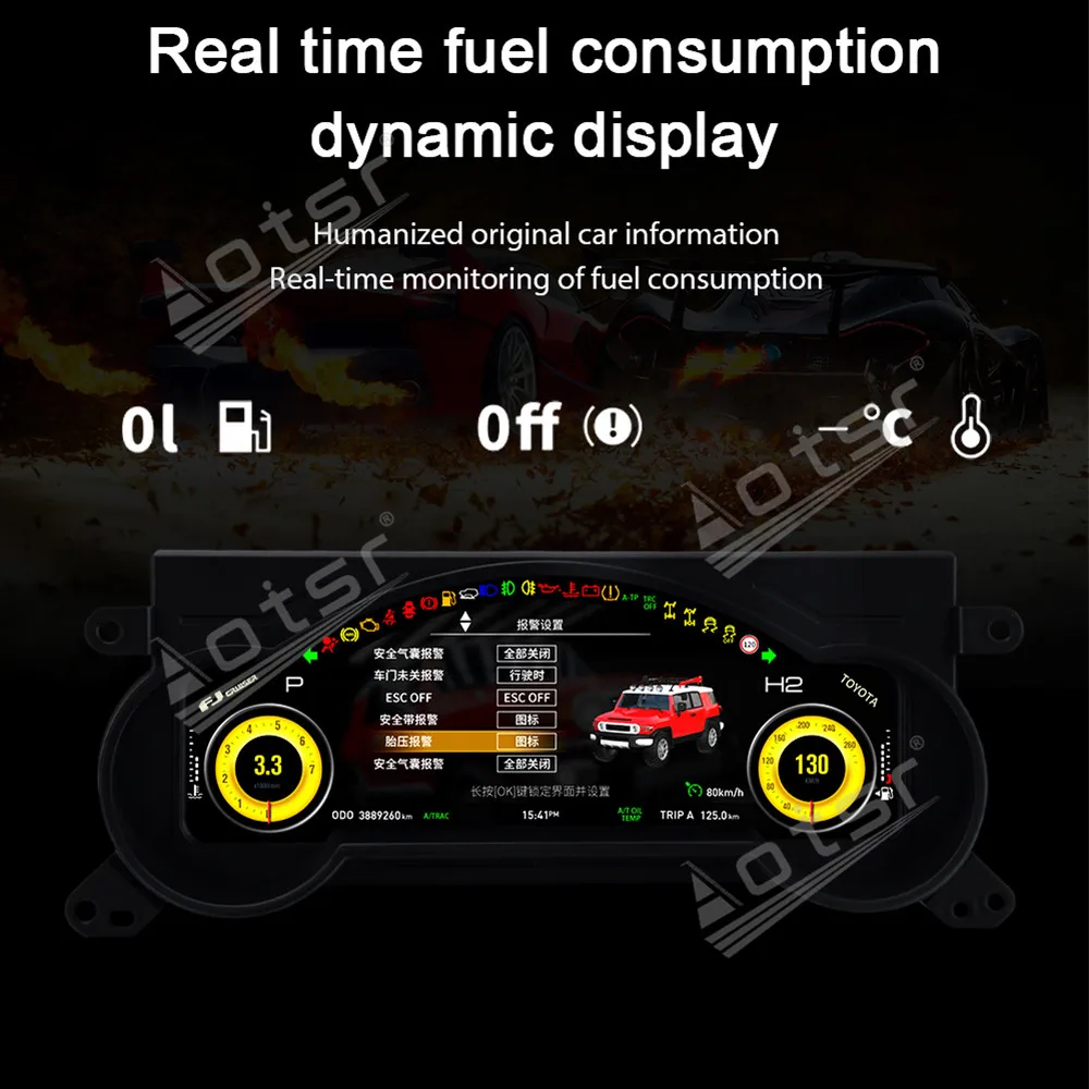 12.3 inch Digital Cluster Odometer Screen For Toyota FJ 2007-2022 LCD Player Dashboard Speed Meter Panel Car Accessories