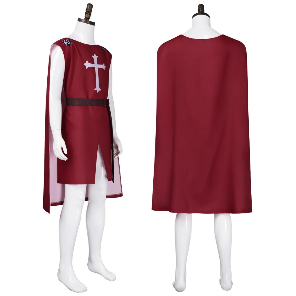 Medieval Cross Knight Cloak Solid color Court Knight coat costume Halloween stage character performance