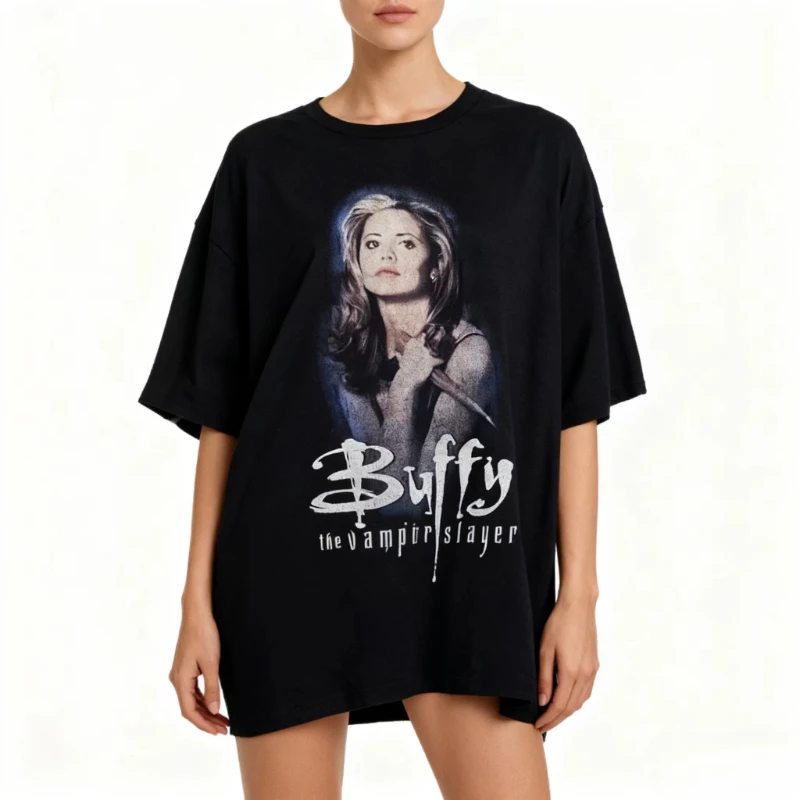 Camiseta de merchandising de películas y programas de televisión, camiseta informal personalizada retro de los años 90, camiseta de Buffy, la cazavampiros, camiseta de Sarah Michelle Gellar