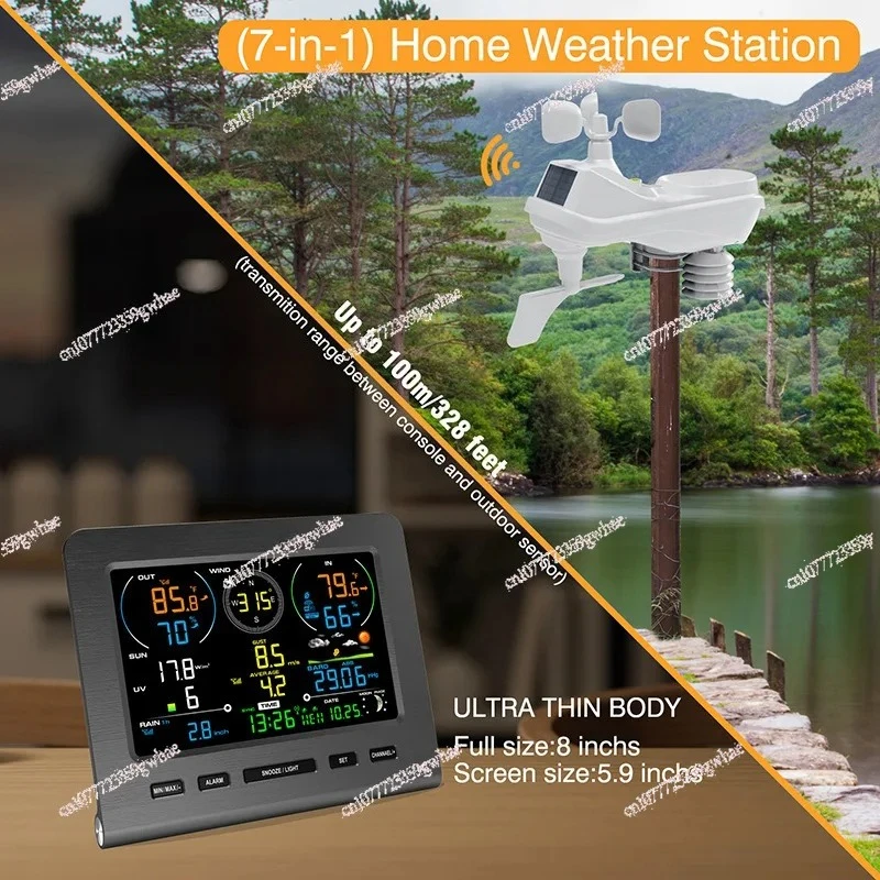 FT0365-030T 7-in-1 function + temperature and humidity/wind speed/rainfall monitoring, WiFi remote forecast