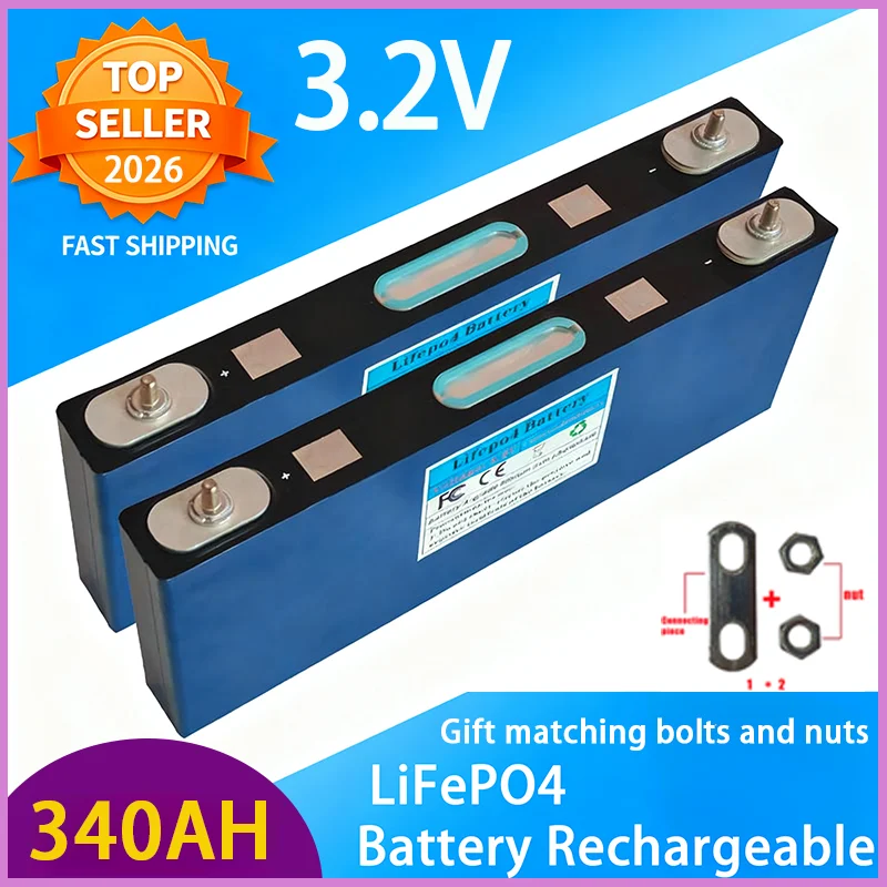 340Ah Rechargeable LiFePO4 Battery 12V 24V 32V 48V 60V Deep Cycle   Lithium iron Phosphate for RV Solar Marine Off Grid  supply