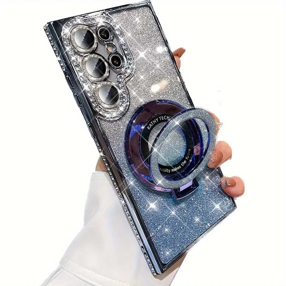 Luxuriöse, diamantbesetzte Glitzer-Handyhülle mit Magnetständer für Samsung Galaxy S26 S25 S24 S23 FE S22 Ultra Plus, speziell designt.