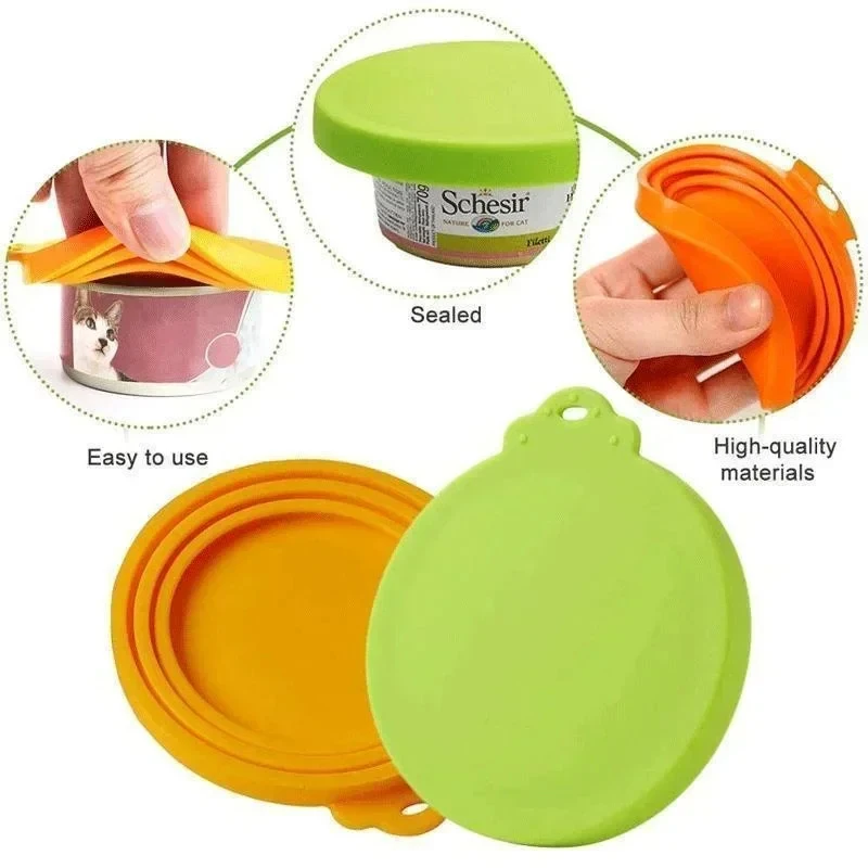 3In1 Reusable Silicone Can Lid Pet Supplies For Dog And Cat Food Freshness Maintainer Kitchen Organization Tool Most Sizes Cans