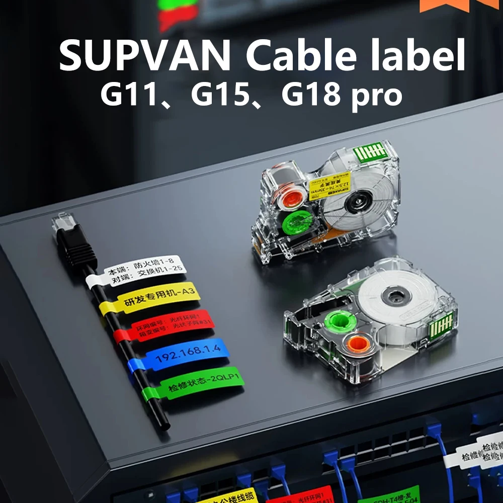 SUPVAN - Cable Label Tape Suitable for G15/G11/G18/G12/G28/G21/G25 Series Label Machines