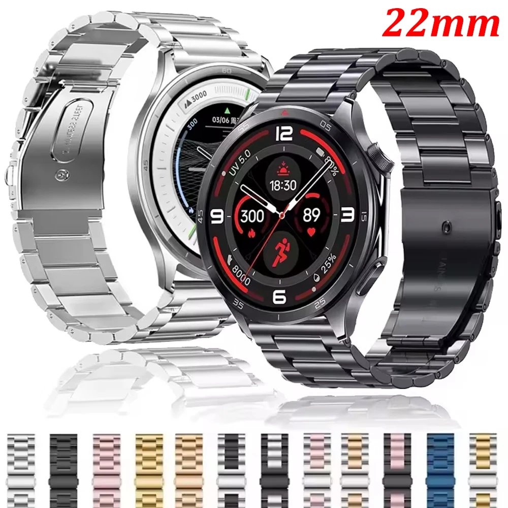 Bracelet en acier inoxydable pour montre OnePlus 3 2R 2, Bracelet de remplacement en métal Luxucy de 22mm pour montre OPPO S X X2 Watch 4 Pro