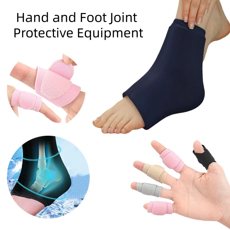 Kit d'équipement de protection des articulations de la cheville, élastique, froid, chaud, double usage, Gel solide, protection de la cheville, sangle de renfort réglable pour les doigts