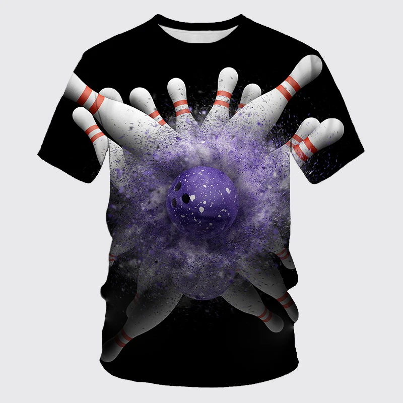 New Summer Bowling 3D Print T-Shirts Sports Casual Streetwear Men Women Fashion Oversized O-Neck T Shirt Male Tees Tops Clothing