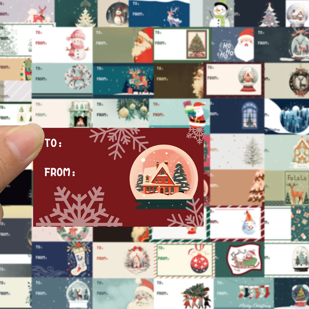 

10/30/60pcs Decoration "To From" Gift From Santa Cards Sticker DIY Christmas Gift Box Tags Sticker PVC Kawaii Graffiti Decals