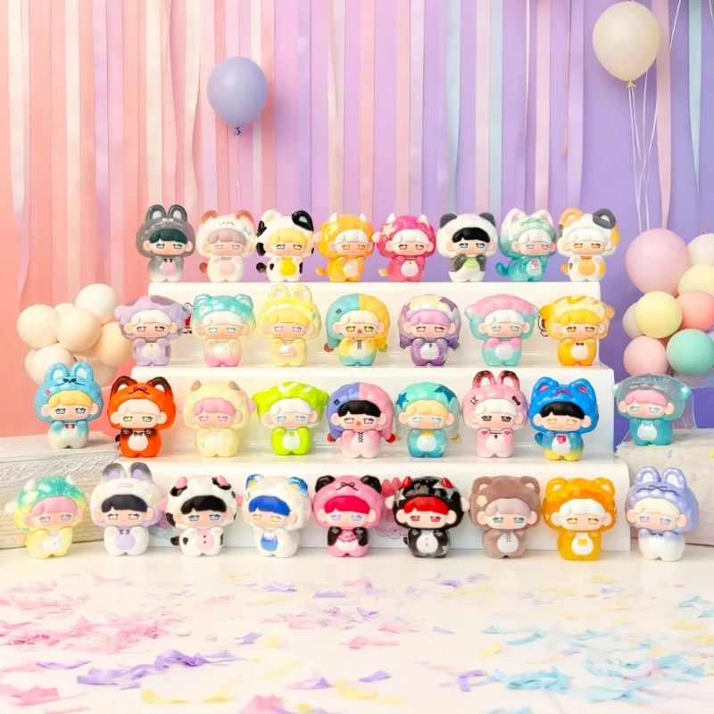 

Strawberry Mousset MIKKA Pajama Party Series Cute Mini Vinyl Blind Box Cartoon Kitten Sleepy Lovable Toy Desktop Ornament Gift