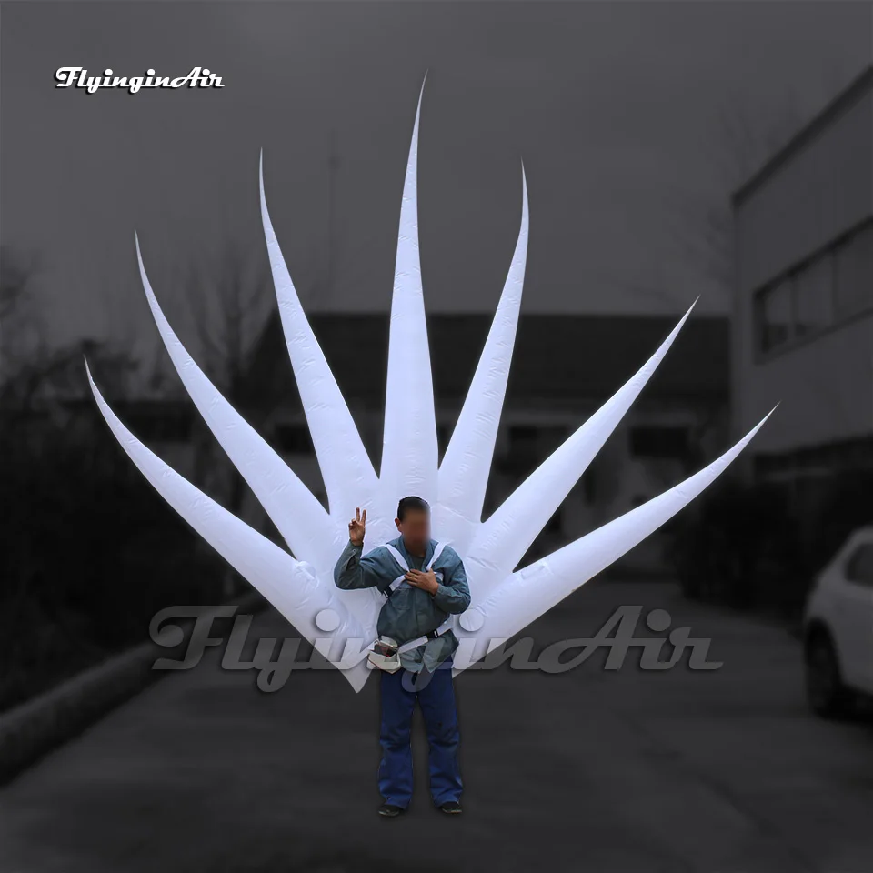 

Amazing Stage Performance Wearable Illuminated White Inflatable Wings Parade Costume Blow Up Tail With LED Light For Event Show