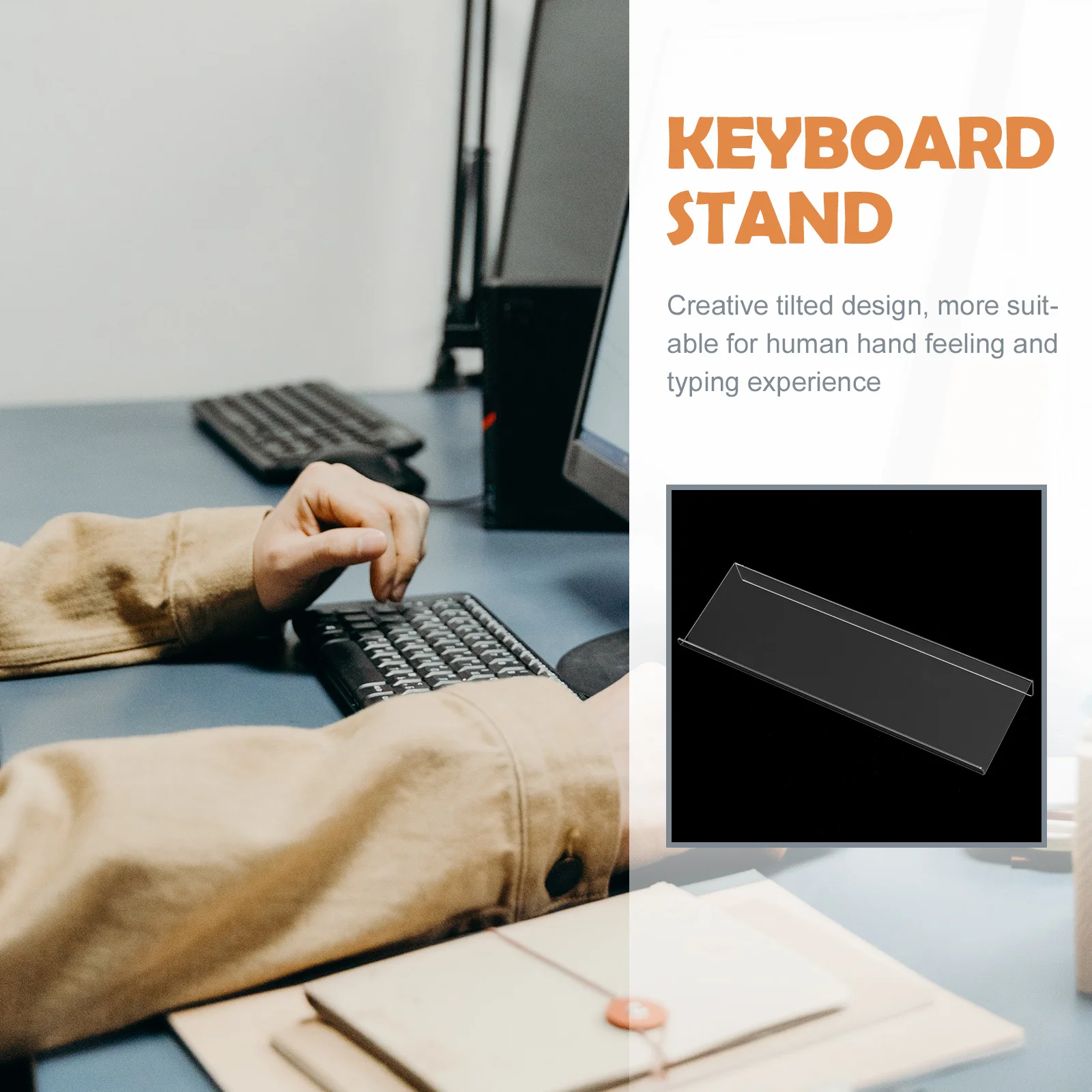 

Clear Acrylic Keyboard Riser Sturdy One-Piece Bend Construction Fits All Keyboard Types Office Desk Accessories Holder