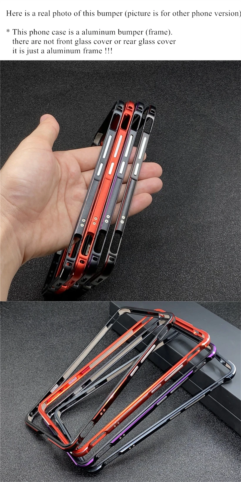 Case For iPhone11 Luxury Deluxe Ultra Thin aluminum Bumper for Apple iPhone 11 Pro Max + 2 Film (1 Front +1 Rear)