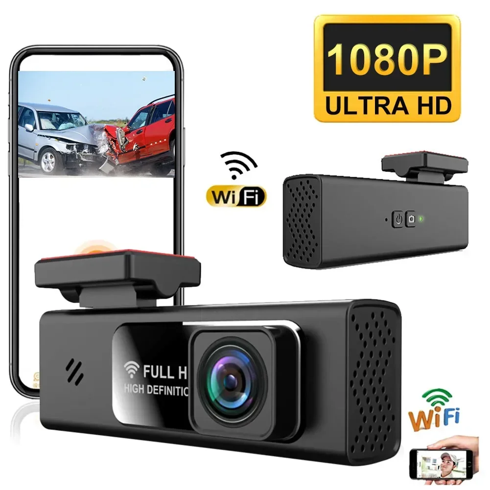 Car Dash Cam 1080P Driving Recorder USB Powered 140° Car DVR Camera with Night Vision WiFi Loop Recording 24H Parking Monitoring