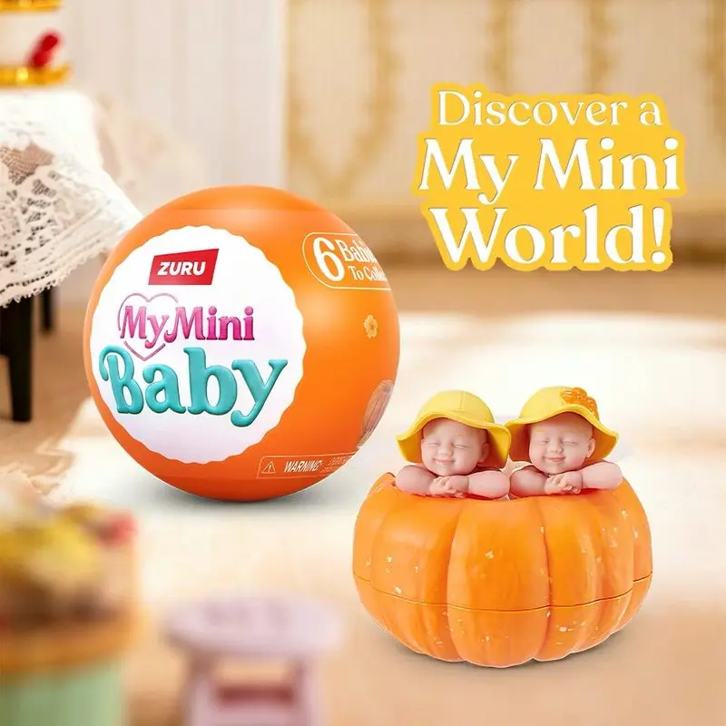 Zuru My Mini Baby Blind Box Surprise Ball Miniature Doll Pumpkin Themed Collectible Toy For Hobby Collection Display - view 4