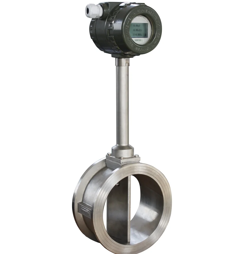 Low Priced Stainless Steel Digital Vortex Flowmeter 4-20ma Output Chlorine Gas Water Oil Liquid Media Customizable OEM LCD