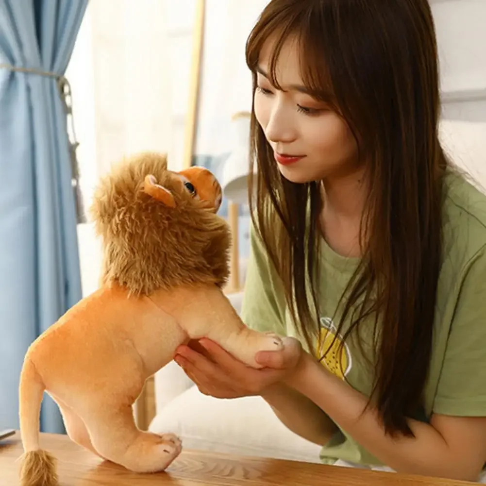 Leão bonito brinquedo de pelúcia simulação macio kawaii animal leão boneca travesseiro de pelúcia almofada crianças brinquedo presentes de natal