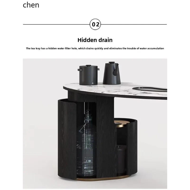 YFY Tea Table Simple Marble High-End Feel Home Small Tea Table with Integrated Kettle