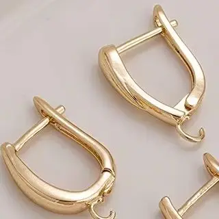 

1Pair Handcrafted 14K Gold-Plated U-Shaped Ear Loops Teardrop-Shaped Ear Clips DIY Earrings Accessories Materials