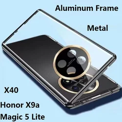 360 Tempering Glass Case For Honor Magic 5 Lite Metal Magnetic Double Sided Glass Lens Protector For Honor X40 X9A Magic 5 Lite