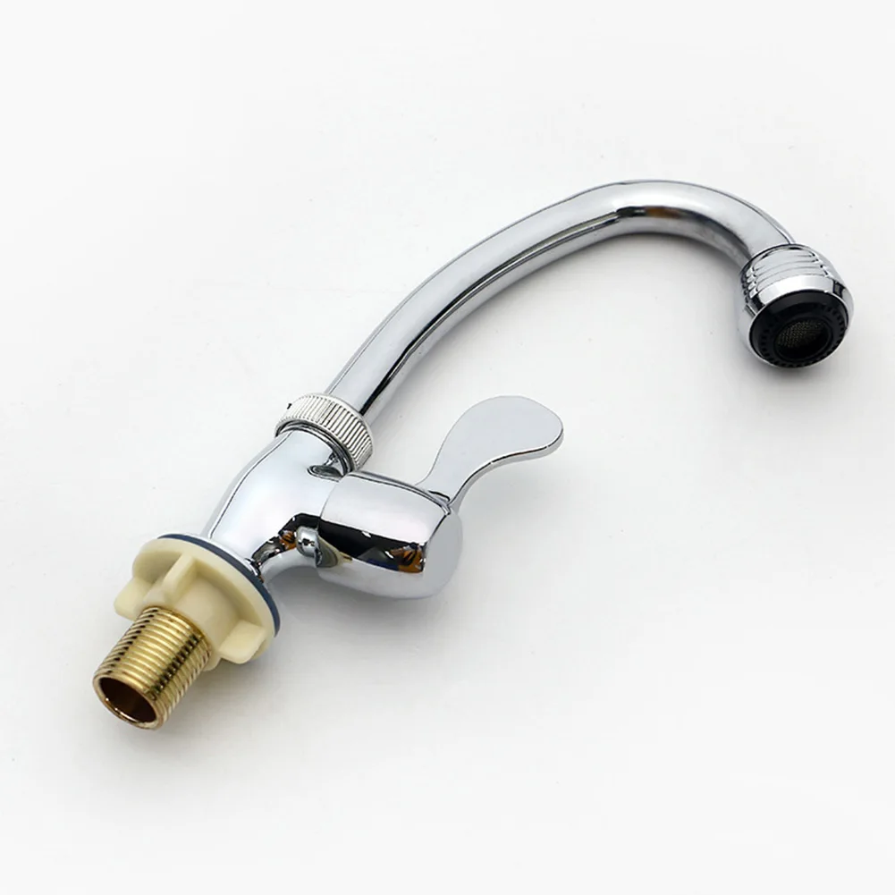 Plastic Steel Kitchen Faucet Swivel Spout Single Cold Water Single Lever Tap Chrome Kitchen Sink Mixer Taps