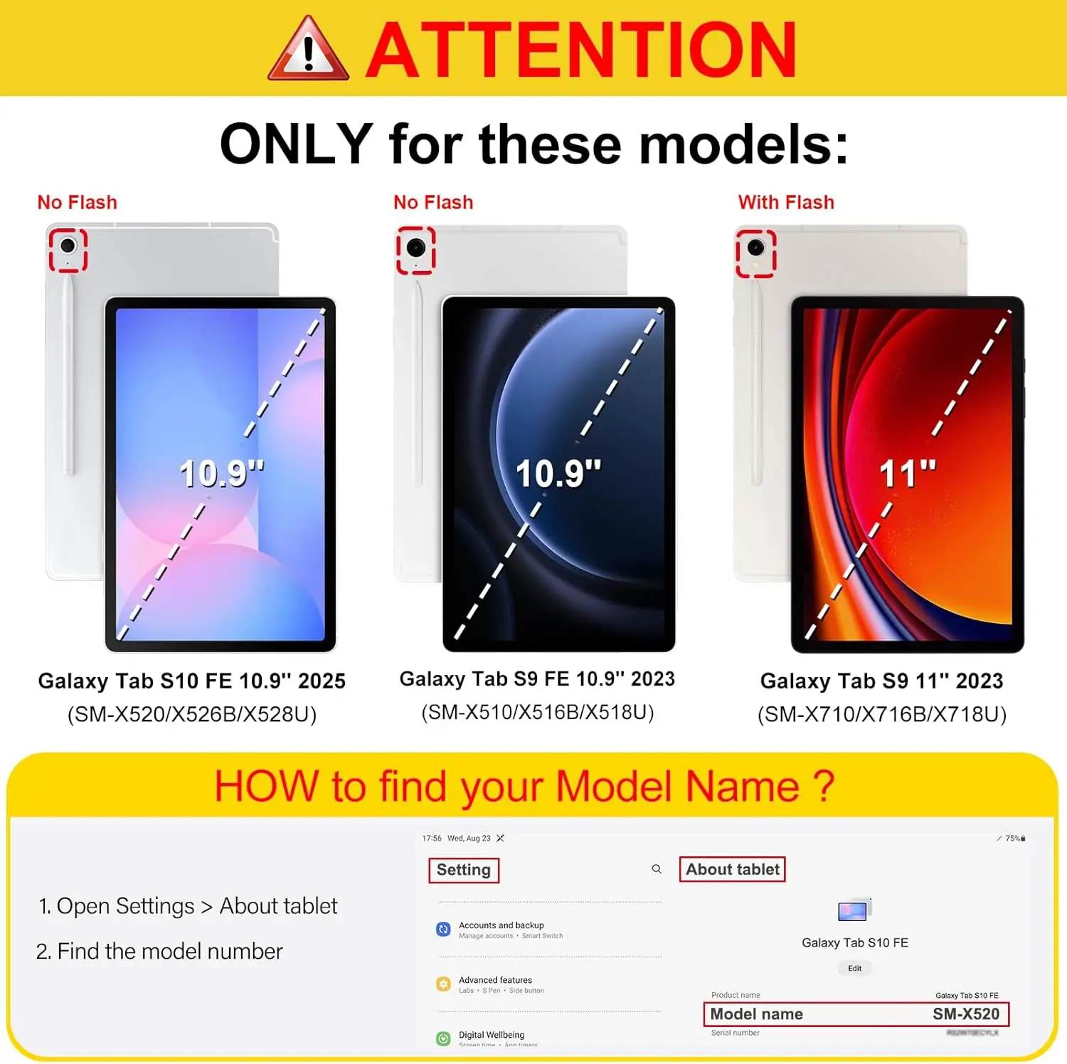 Case for Samsung Galaxy Tab S10 FE/ S9 FE 5G 10.9 Inch/Tab S9 11 Inch,  Viewing Protective Cover with Pocket