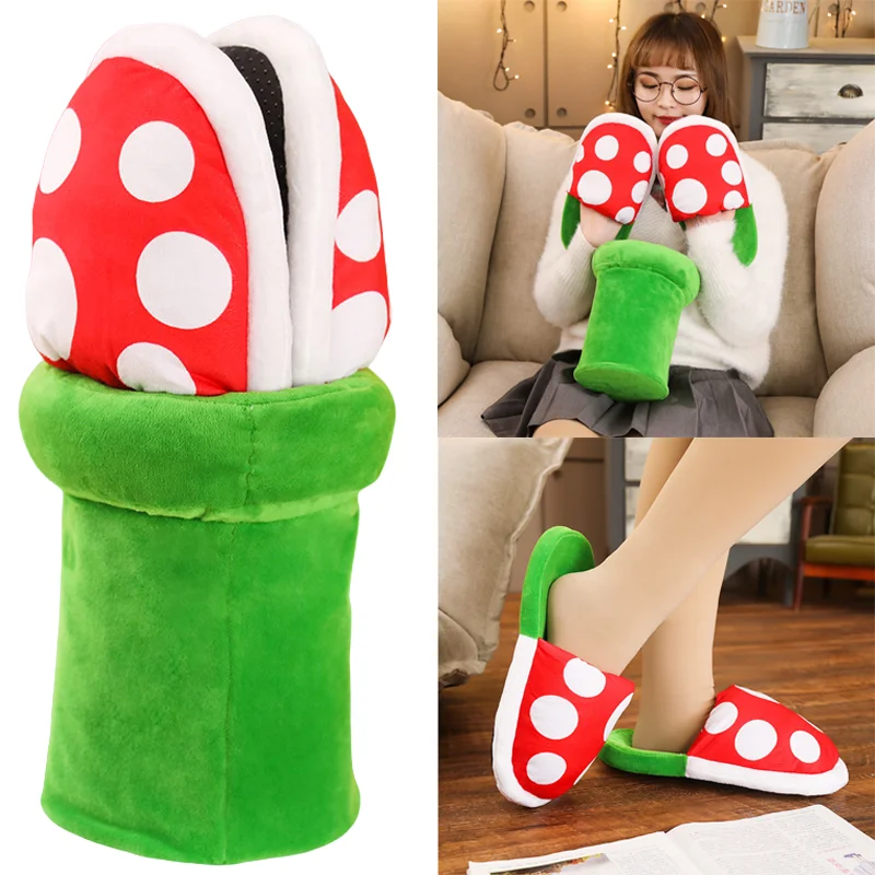 Super Mario Bros Cotton Slippers Fashion Men Women Winter Warm Plush Slippers Cartoon Couple Indoor Non-slip Home Shoes Gifts