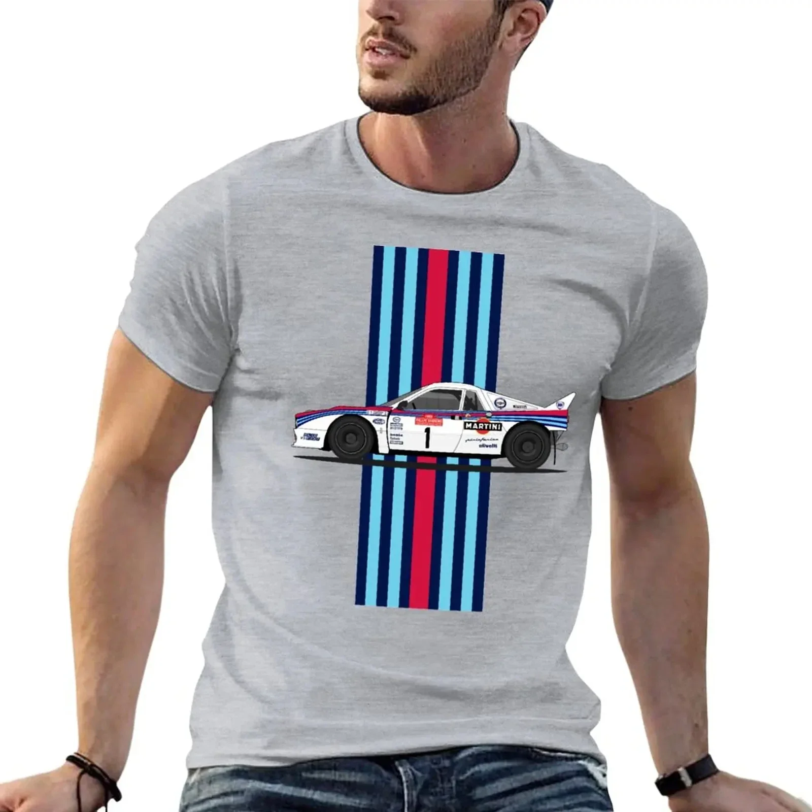 2024 Summer Men\'s New 3D Lancia 037 Henri Toivonen 1985 Printed Round Neck Short Sleeve T-shirt Street Style Breathable Tees