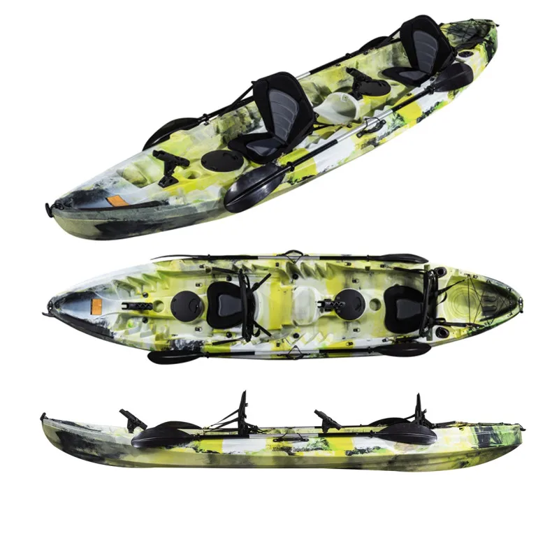 LLDPE Material Kayak, Home Use, Outdoor Use, Fishing Boat, Three Seater, Supports Customized Colors, with Fishing Rod