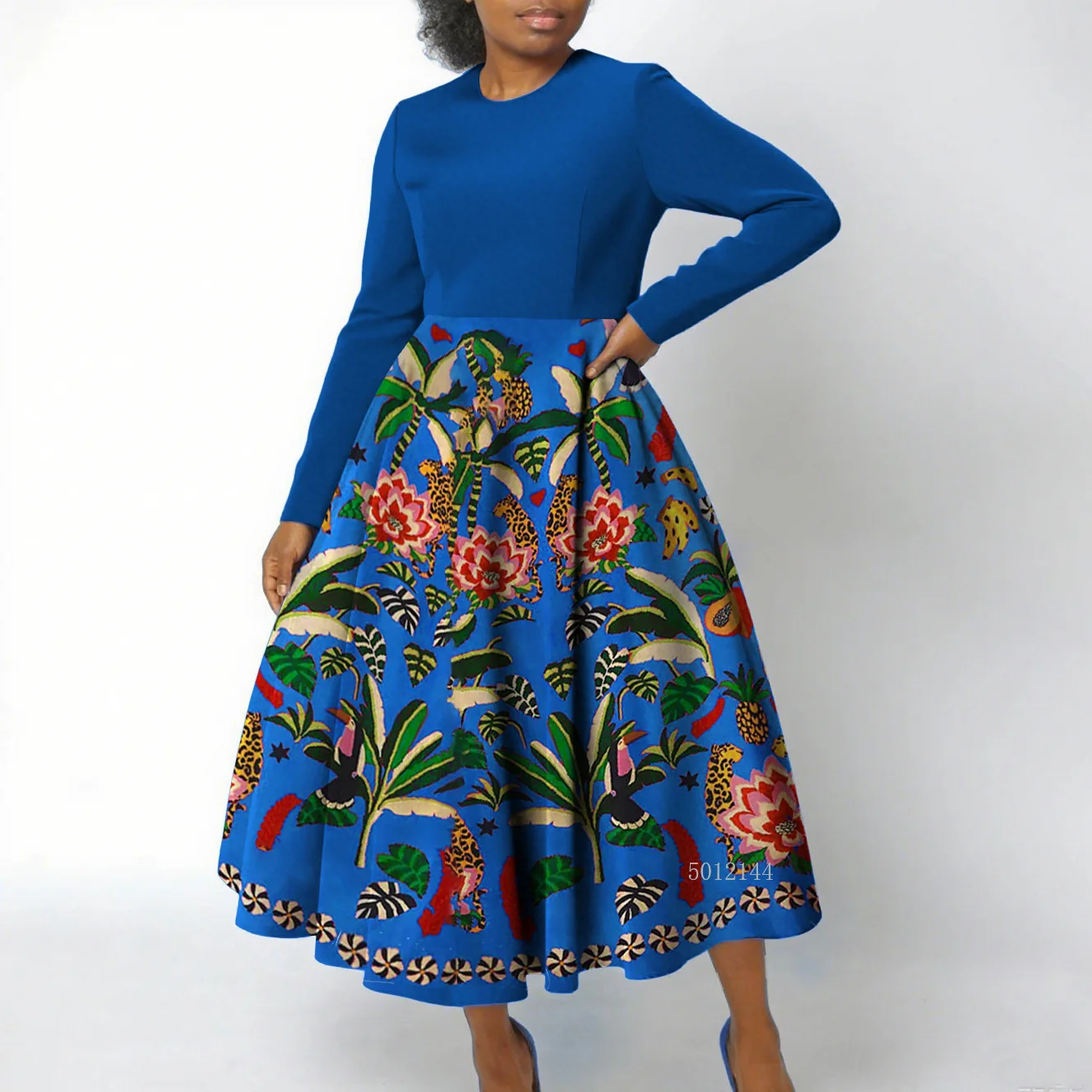 Autunno Inverno Africa Abbigliamento Abito a maniche lunghe Abiti africani per le donne Abito da sera sottile da donna da ufficio con o-collo sexy