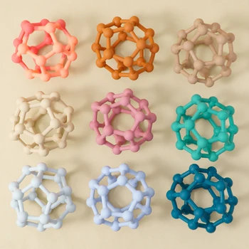 1pc צבע חדש סיליקון teer צעצוע bpa חינם תינוק 0-12 צעצועים מתגרה טבעת צעצועים חושיים פעוטות סיליקון מרגיע צעצועים