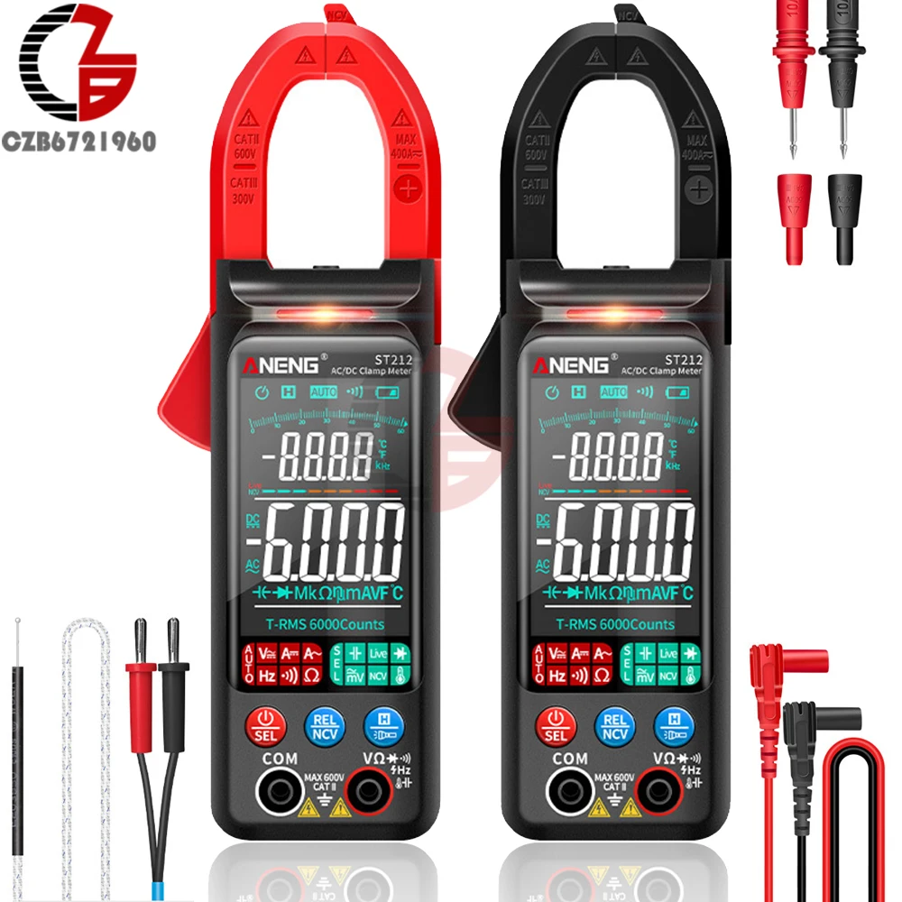 ANENG ST212 DC/AC prąd cyfrowy miernik cęgowy 6000 zlicza 400A Amp multimetr kolorowy ekran Tester napięcia samochód Hz NCV miernik oporu