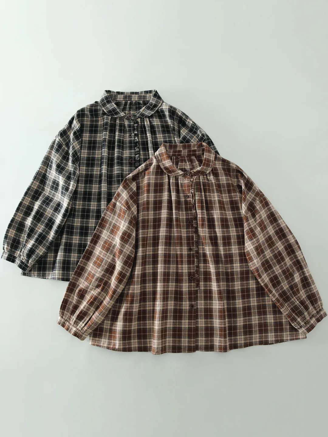 

Новая весенняя женская рубашка в стиле ретро с клетчатым узором, свободного кроя, на пуговицах, из хлопка, повседневная, больших размеров, универсальная