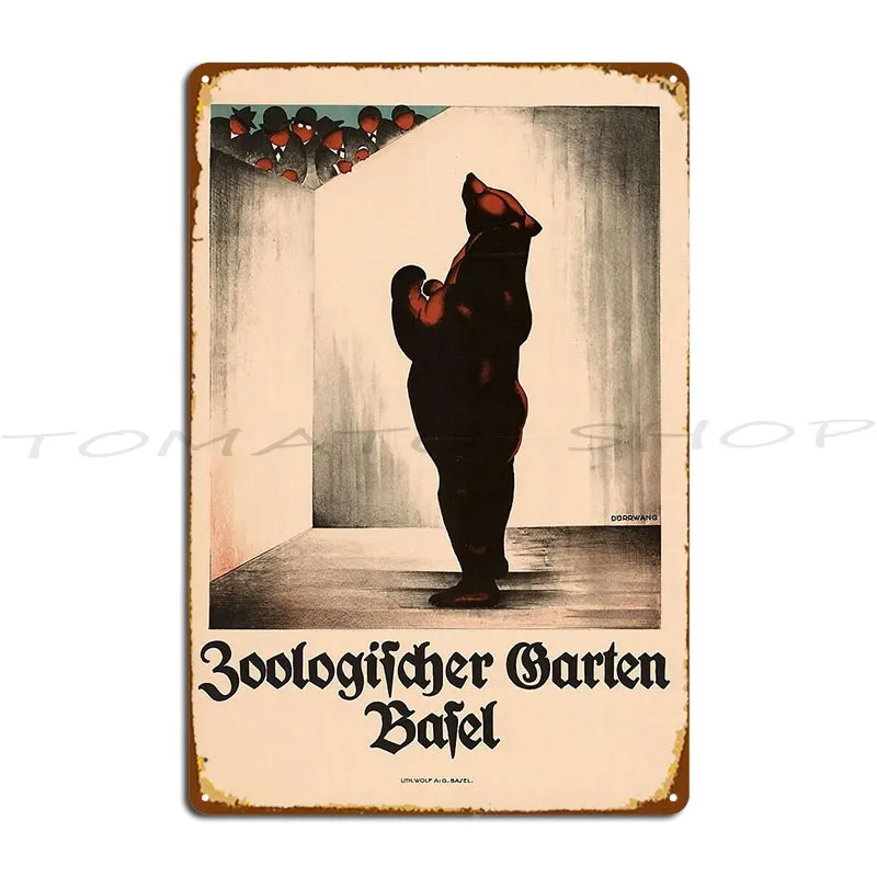 Vintage Basel Zoo 1912 Metal Sign Cinema Personalized Printing Decoration Tin Sign Poster