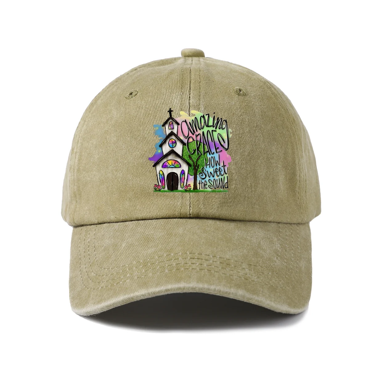Halloween Haunted House Vintage Washed Baseball Cap, Adjustable Unisex Dad Hat, Everyday Gift