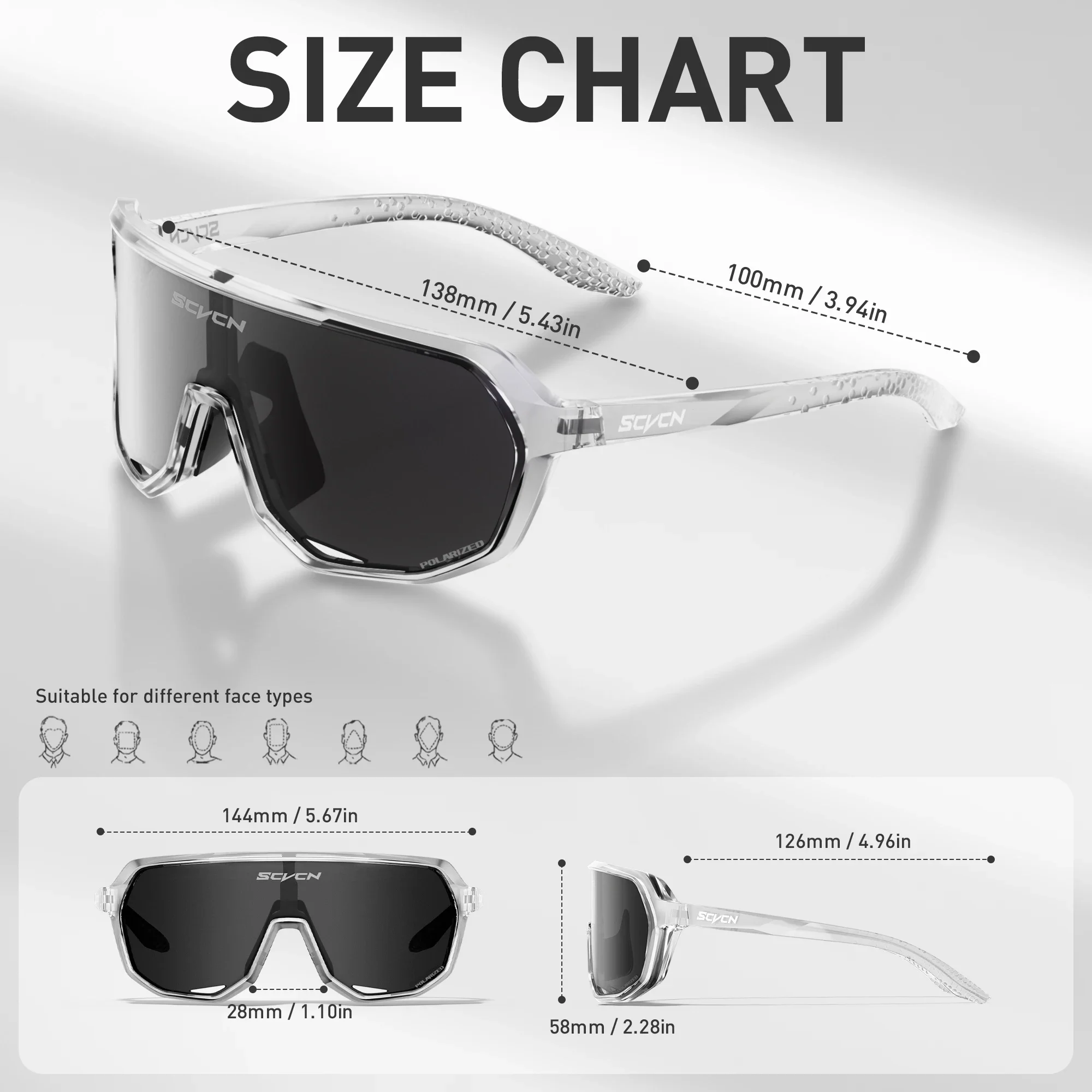 SCVCN Men Fashion New Sunglasses for Driving Cycling Glasses Bicycle Mountain Bike Women UV400 Casual Glasses