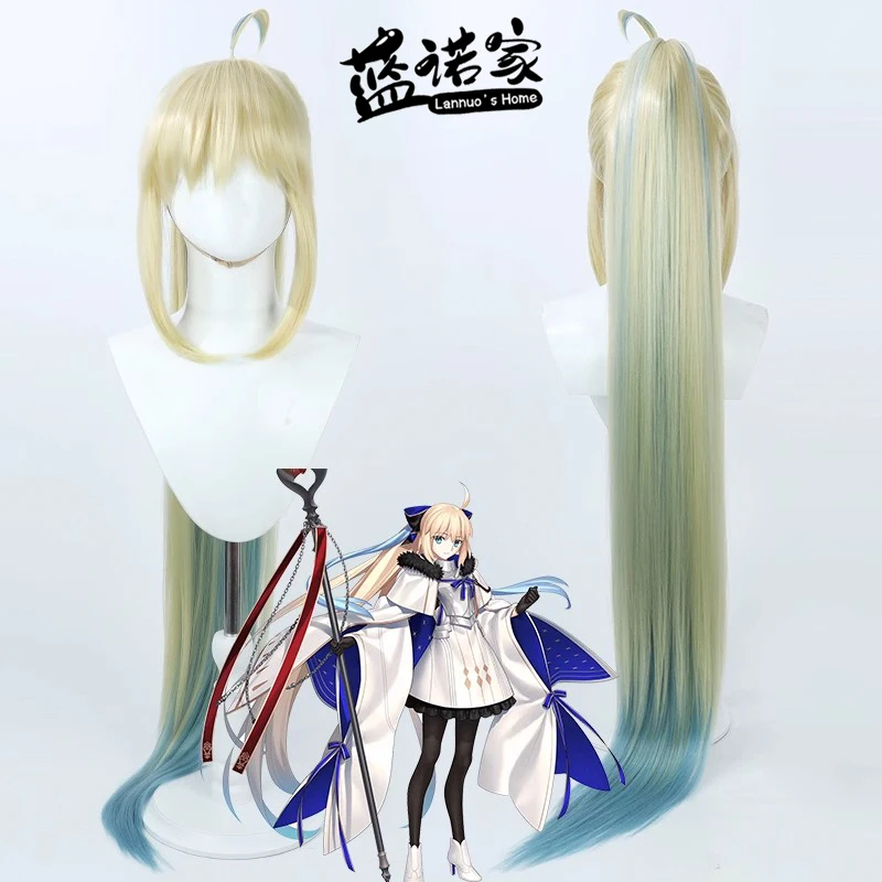 

Аниме FGO Aesc the Rain Witch Cos Косплей Парик Хэллоуин Карнавал Реквизит для вечеринки Синтетические волосы Термостойкое волокно + Кепка для парика