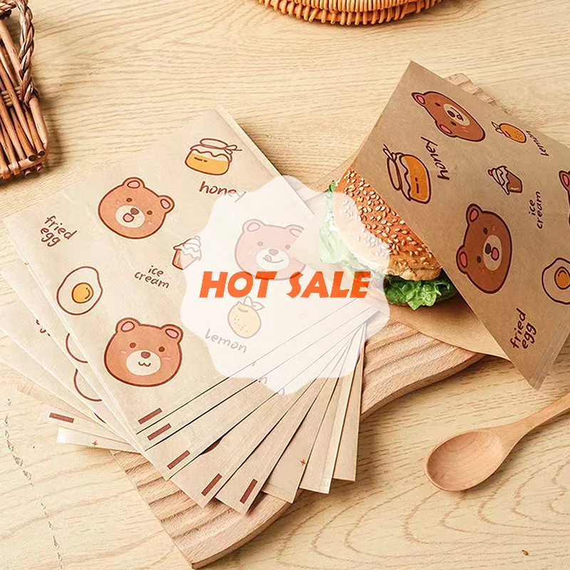 

100Pcs Sandwich Wrappers Food Wax Paper Hamburger Fries Bread Baking Oil Paper Wrapping Baking Accessories