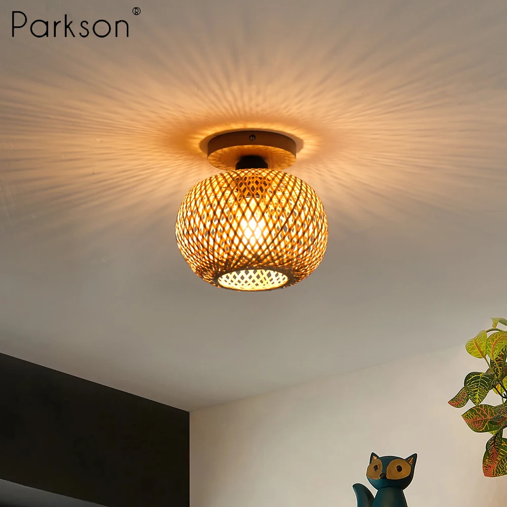

Bamboo Ceiling Lamp E27 Hand Woven Ceiling Lights Rattan Wicker Cagel Lamp For Home Decor Hallway Stair Indoor Lighting Fixtures
