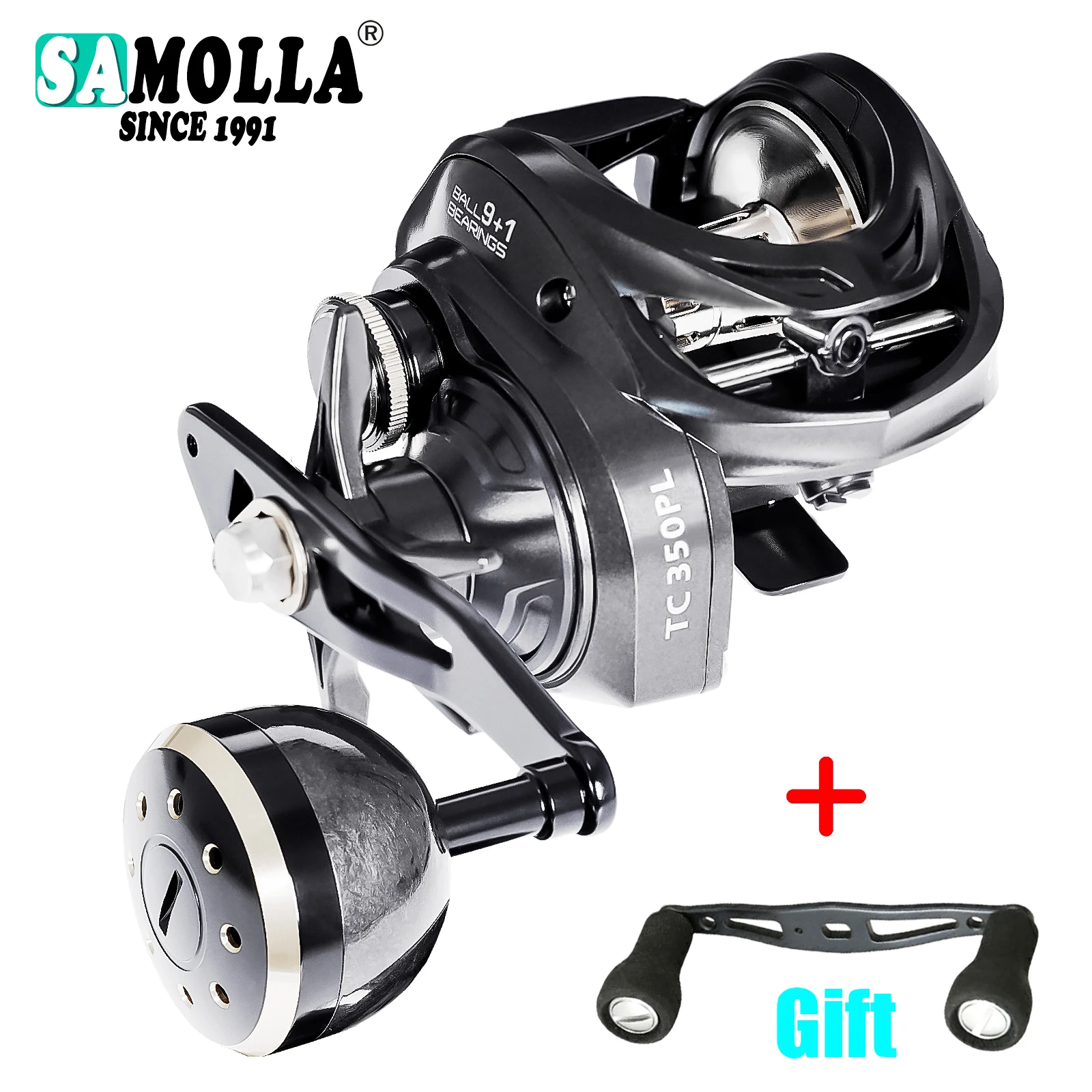 Big Baitcasting Reel Jigging Fishing Reels Saltwater Catfishing Trolling 6.3:1 15kg Drag Cast Drum Wheel Boat Moulinet Casting