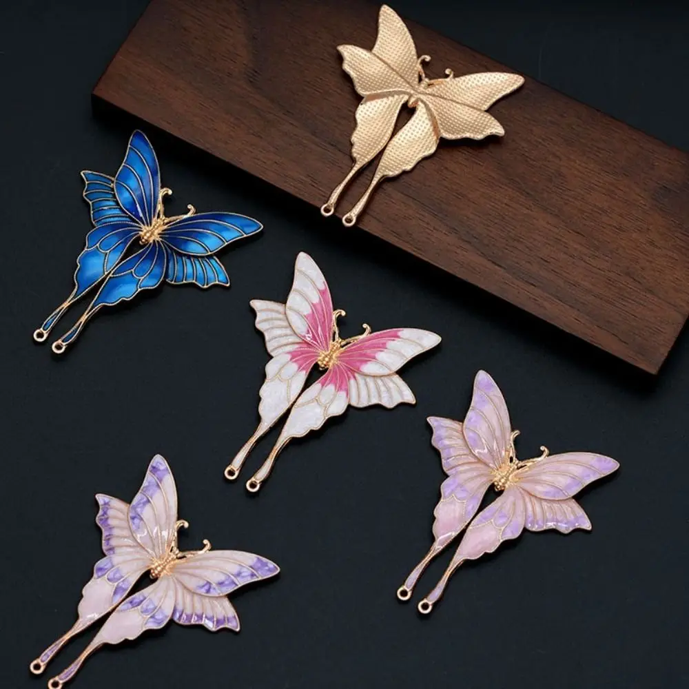Alloy Material Butterfly Hair Accessories Enamel Coating Drip Oil Effect Butterfly Clothing Accessories Antique Finish